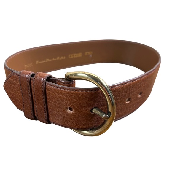 Cipriani Accessories - Cipriani Italian Leather Wide Belt Brown Brass Buckle Small Minimalist Classic